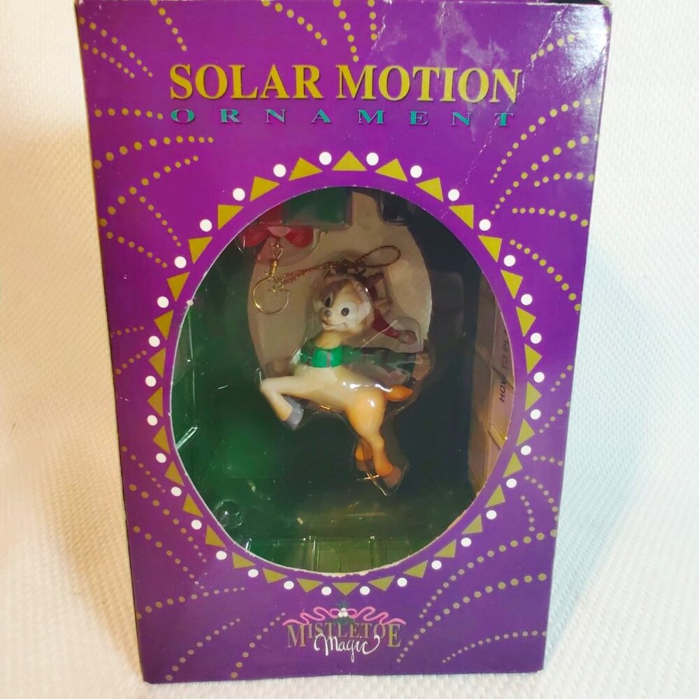 Solar motion mistletoe Magic reindeer Christmas Present ornament Vintage #C13